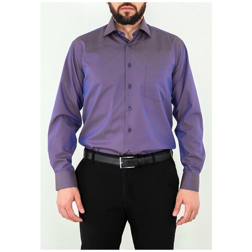 фото Рубашка мужская длинный рукав berthier heiko63136/comf-m(0), прямой силуэт / сlassic fit, цвет фиолетовый, рост 174-184, размер ворота 44