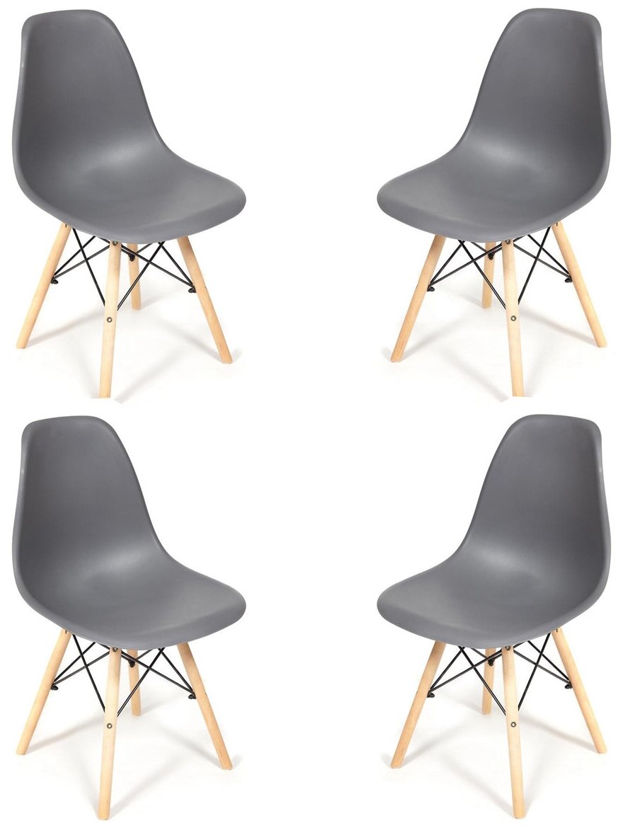 Комплект стульев для кухни TetChair CINDY (EAMES) (mod. 001), 4 шт, серый/натуральный
