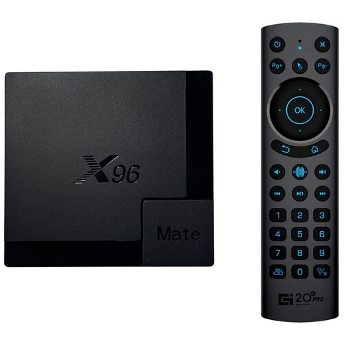 Комплект Смарт ТВ приставка X96 Mate Android 10 464 ГБ Allwinner H616 UHD 4K Media Player Пульт c голосовым управлением G20BTS Plus Air Mouse 499000₽