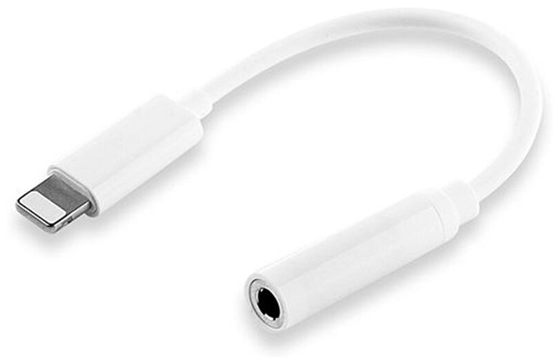 Переходник Lightning to наушники Jack, без bluetooth, музыка, без поддержки разговора, высокое качество, белый