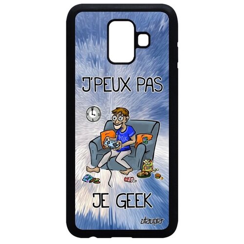 фото Противоударный чехол на телефон // galaxy a6 2018 // "не могу - играю!" комикс надпись, utaupia, голубой