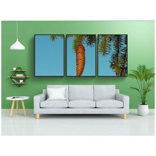 фото Набор модулных постеров для интерьера "шишка, ель, природа" 60x90 см. в тубусе, без рамки lotsprints