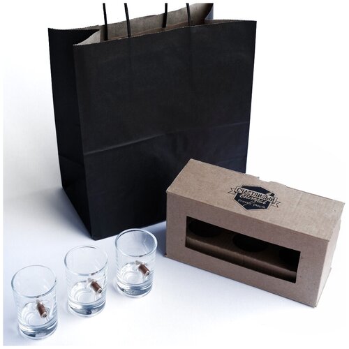 Набор рюмок 3х40мл счастливый выстрел с настоящей пулей 7,62 / подарок мужчине Пуля в Стакане