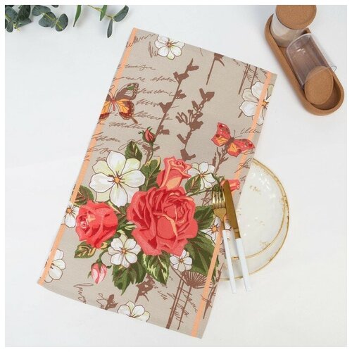 Русский дом Полотенце в коробке 35х60 см, Красные и белые пятна, вафля, 160 гр/м2, хлопок 100%