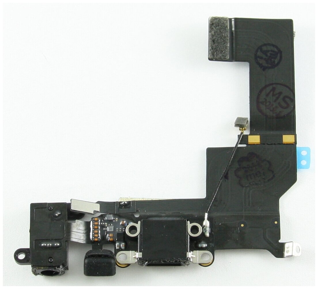 Шлейф для Apple iPhone 5S на системный разъем/разъем гарнитуры/микрофон Черный