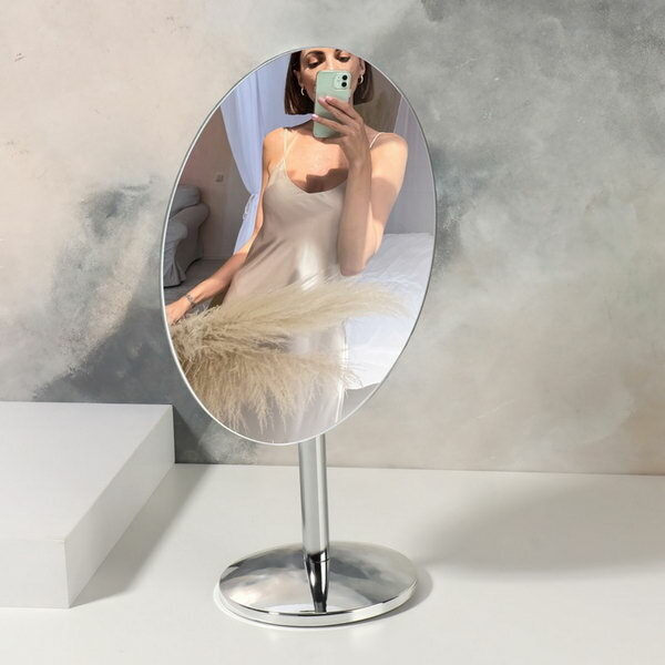 Зеркало настольное "Овал", зеркальная поверхность 14.5 x 19.5 см, цвет серебристый