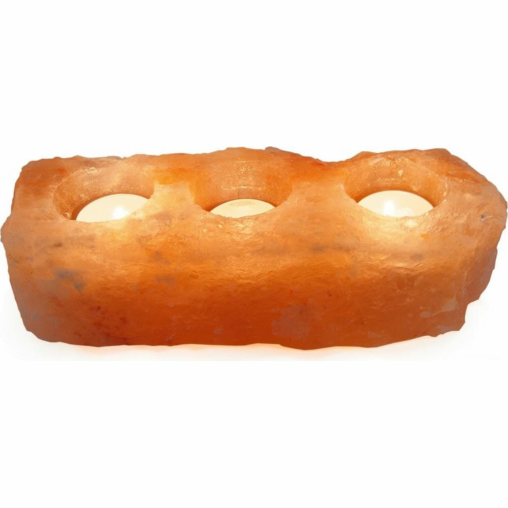 Соляной подсвечник STAY GOLD Неограненный на 3 свечи - фото №1