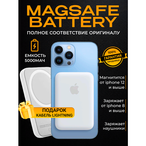 Магнитный аккумулятор Magsafe 5000mAh с индикатором заряда 85000₽