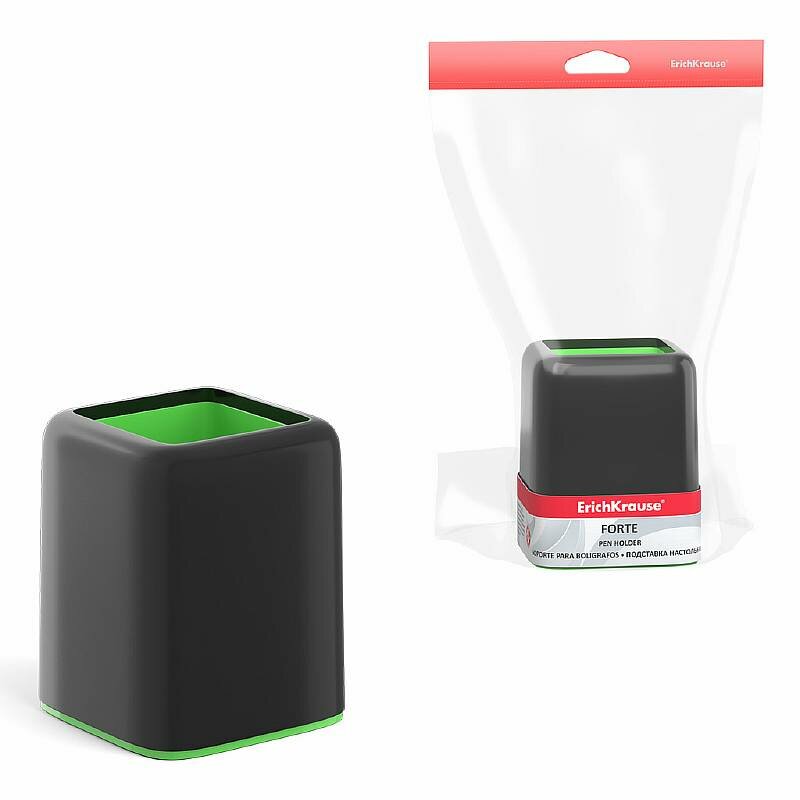 Подставка настольная пластиковая ErichKrause® Forte, Accent, черная с зеленой вставкой 55839