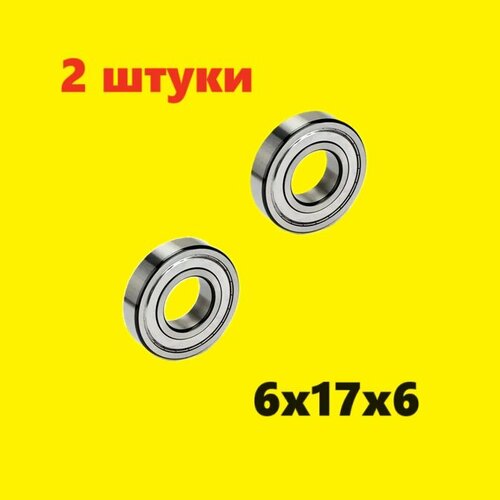 Подшипник 6х17х6 мм (2 шт.) шариковый радиальный подшипник размер 6x17x6 mm миллиметров запчасти, тюнинг 6*17*6 S606RS S606-2RS S606