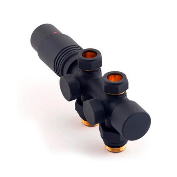 Узел нижнего подключения Delta DUO универсальный с термоголовкой М30х1,5 RAL 9005 (3015125)