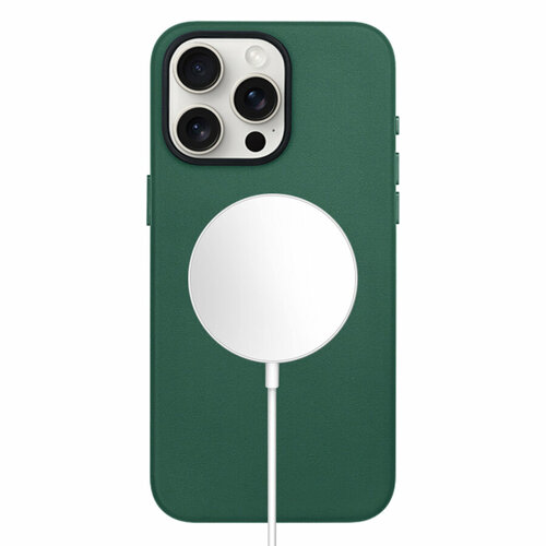 Чехол Leather Case with MagSafe KZDOO Mag Noble Collection для iPhone 15 Pro 6.1, зеленый (5) кожанная накладка kzdoo noble collection с magsafe для apple iphone 15 pro черная