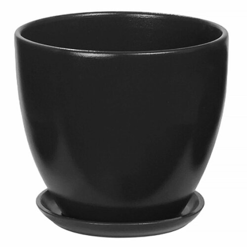Горшок для цветов керамический "Колор Гейм-5" 5л, д22см, h19,5см, форма "Высокий овал", с поддоном, черный