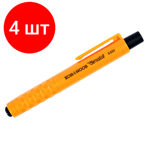 Комплект 4 шт, Карандаш цанговый Koh-I-Noor Mephisto 5.6мм, желтый корпус, пластик. карандаш мел уголь сангина сепия белый мягкий стержень 8 шт