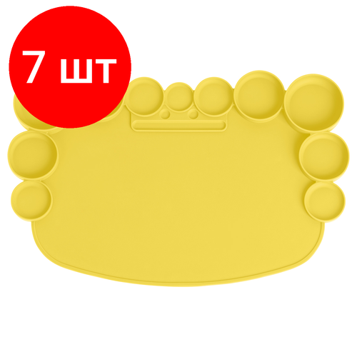 Комплект 7 шт, Коврик для творчества Мульти-Пульти силиконовый, желтый, 345*230мм, европодвес