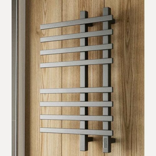 Изображение товара Полотенцесушитель дизайнерский электрический, профильный BAU Wind Gun Grey 50х80, 8 планок, темно-серый металлик