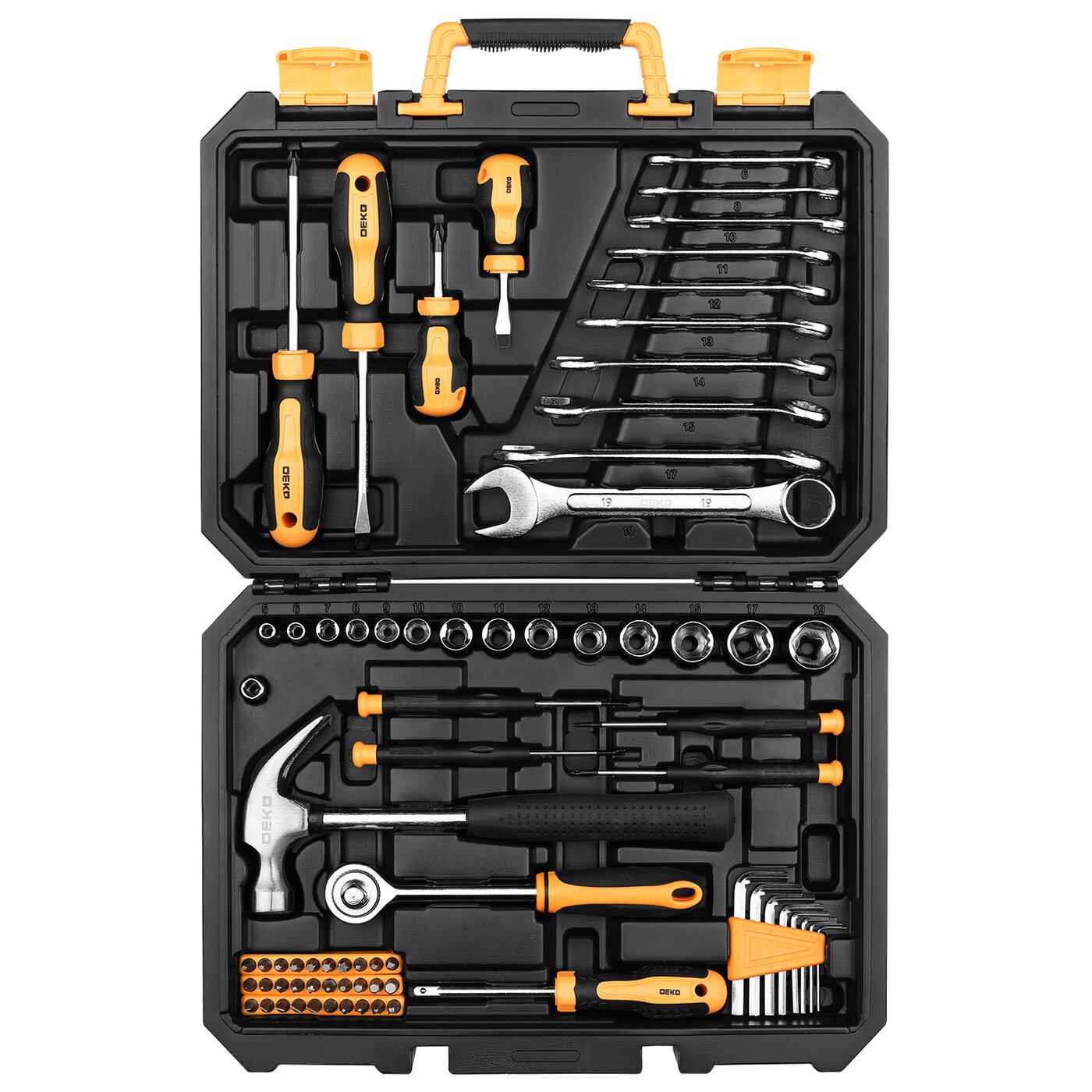 Универсальный набор инструмента для дома и авто в чемодане DEKO DKMT74 (74 предмета)