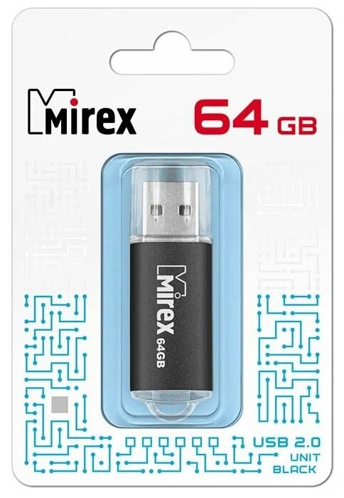 Флеш накопитель 64GB Mirex Unit, USB 3.0, Черный