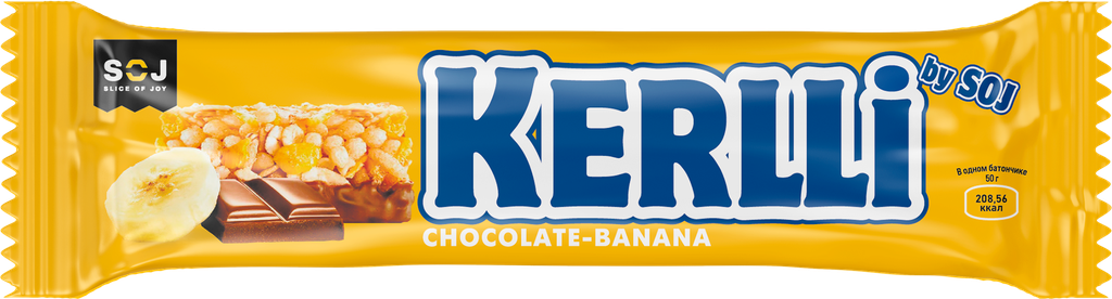 Батончик злаковый SOJ Kerlli с бананом, в молочном шоколаде, 50г