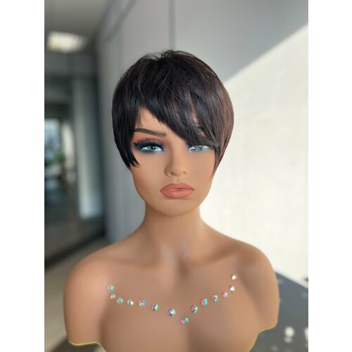 Парик объемный женский ONLYSHAIR асимметрия шоколад