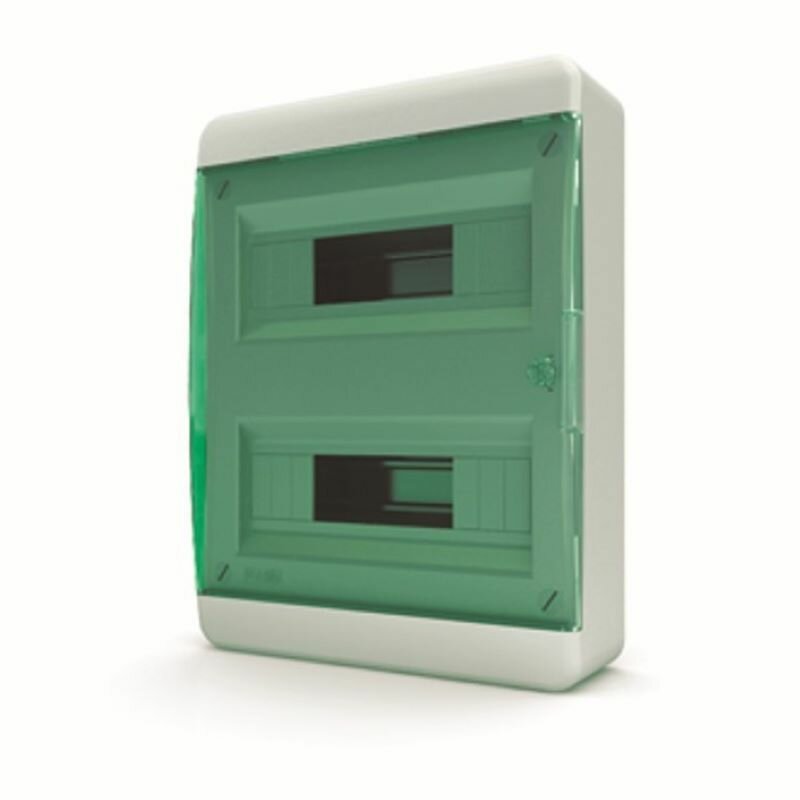 Щит распределительный навесной электрический Tekfor IP-40 BNZ 40-24-1 на 24 модулей прозрачно-зеленая дверца пластик