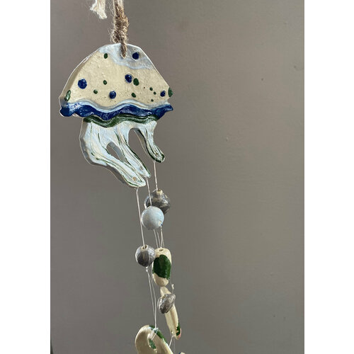 Керамическая подвеска. Интерьерная подвеска ручной работы. Медуза.