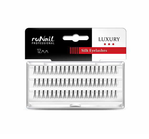 RUNAIL, LUXURY, Пучки для наращивания ресниц с узелками, шёлк, 0,10*12 мм