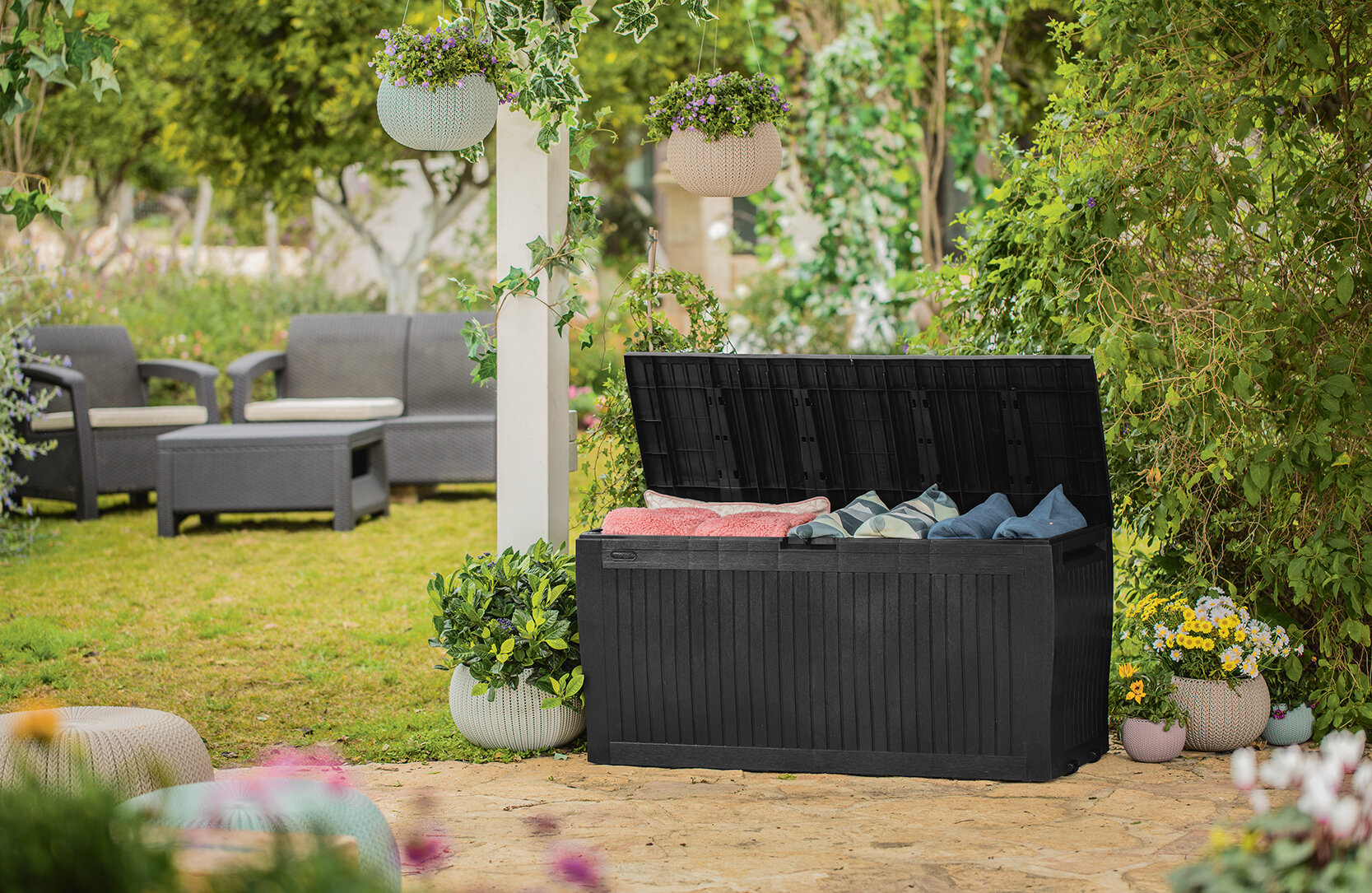 Сундук Keter Камфи COMFY STORAGE BOX 270L графит - фотография № 8