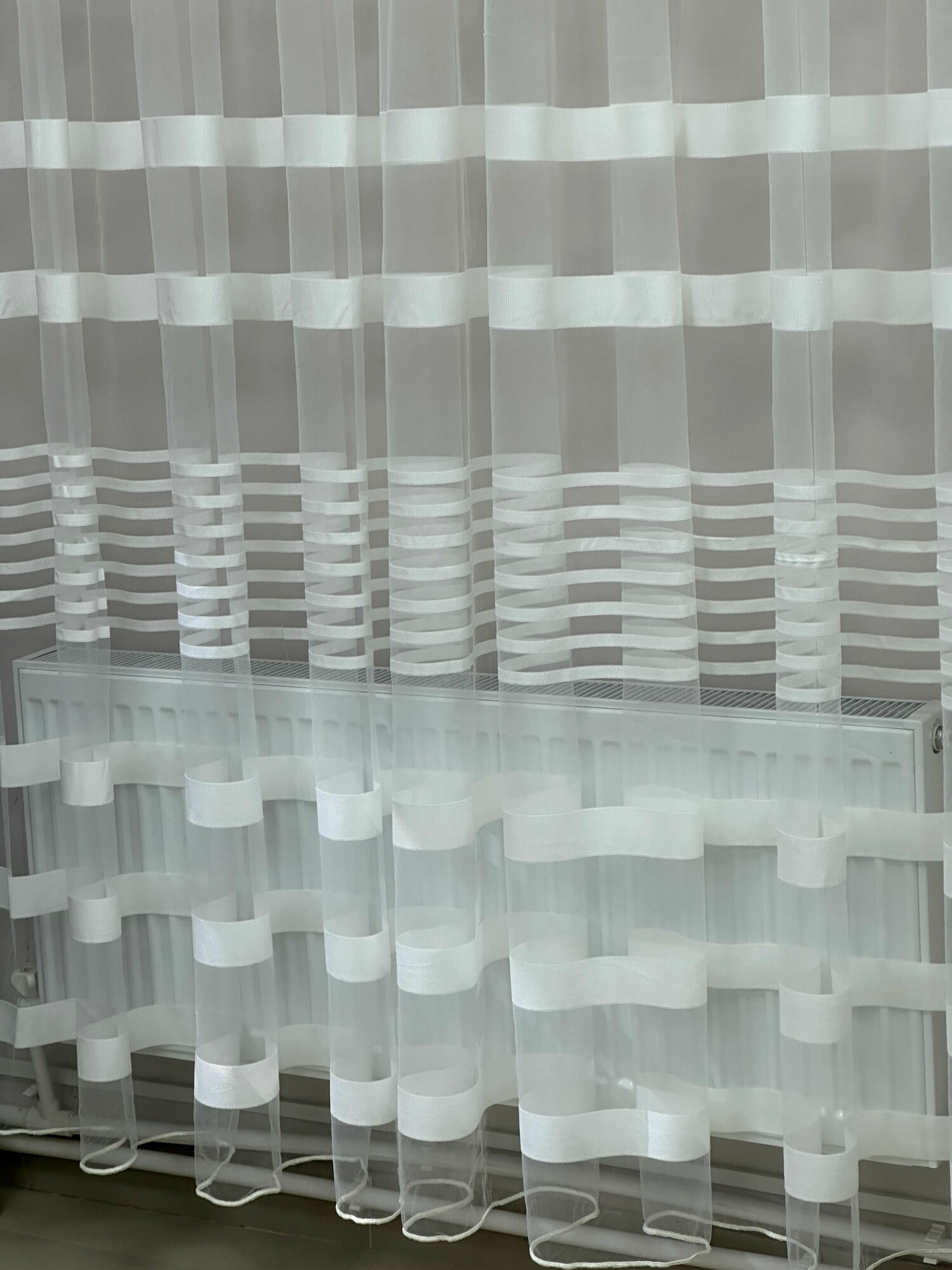 Тюль Сетка Полоски 00039 молочная 300*270 — фото 1