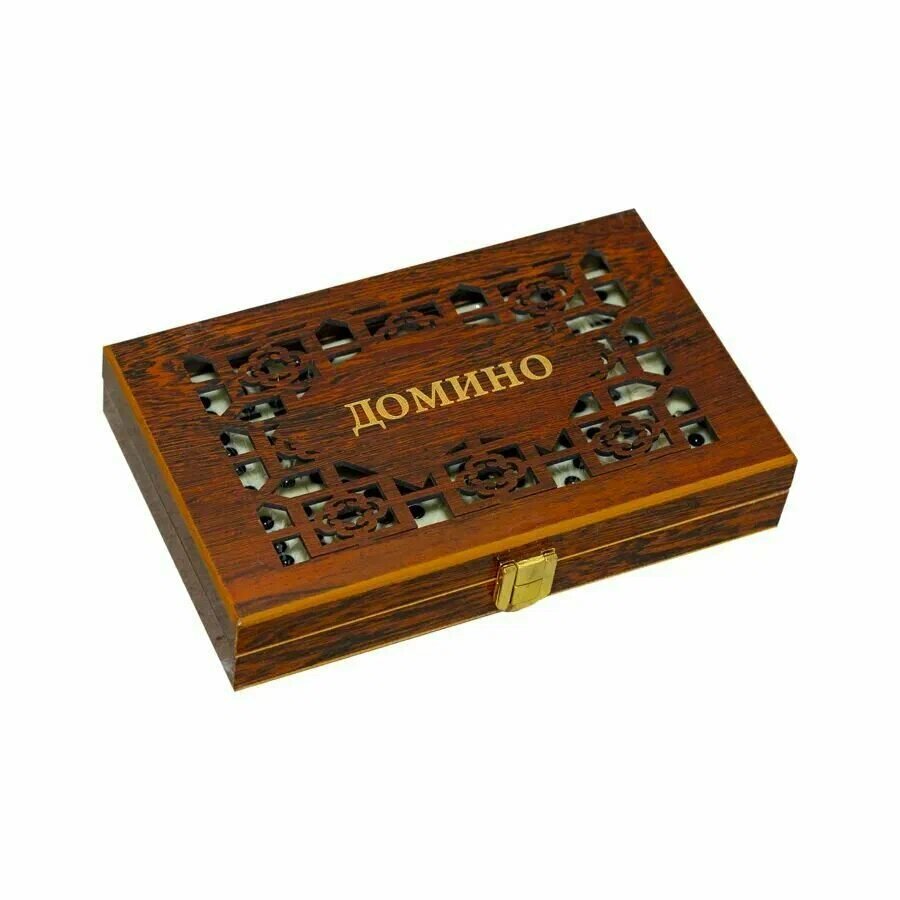 Домино классическое подарочное в деревянной резной шкатулке, Настольная игра для семьи, для детей маджонг