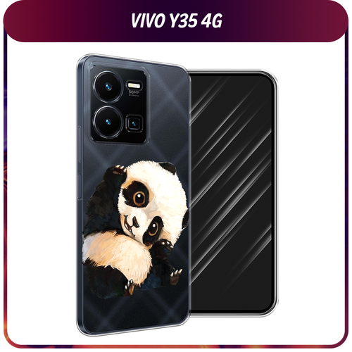 Силиконовый чехол на Vivo Y35 4G / Виво Y35 4G Большеглазая панда, прозрачный силиконовый чехол на vivo y35 4g виво y35 4g кот в венке