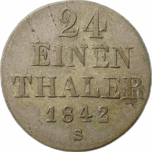 Монета 1/24 талера 1842 S - Ганновер Ганновер клуб нумизмат монета 1 6 талера вестфалии 1813 года серебро иероним наполеон