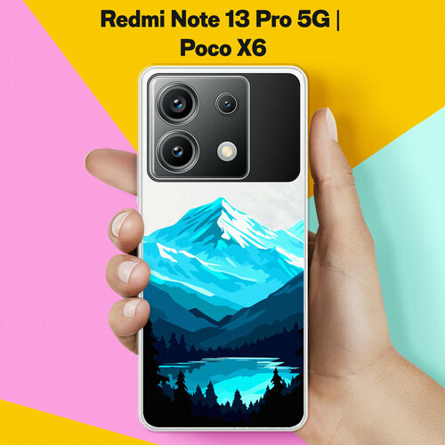 Силиконовый чехол на Xiaomi Redmi Note 13 Pro 5G / Poco X6 Горное Озеро / для Сяоми Редми Ноут 13 Про 5Джи / Поко Икс6 силиконовый чехол на xiaomi redmi note 13 pro 5g poco x6 дракон для сяоми редми ноут 13 про 5джи поко икс6