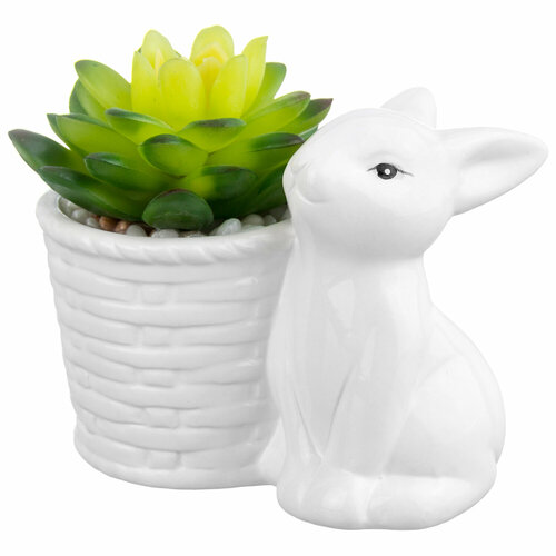 Кашпо-фигрука 11х75х10 см Elan Gallery Зайчик с цветком 620₽