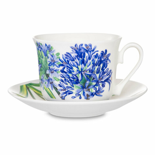 Чашка для завтрака с блюдцем Roy Kirkham Агапантус 450 мл фарфор костяной 1770₽