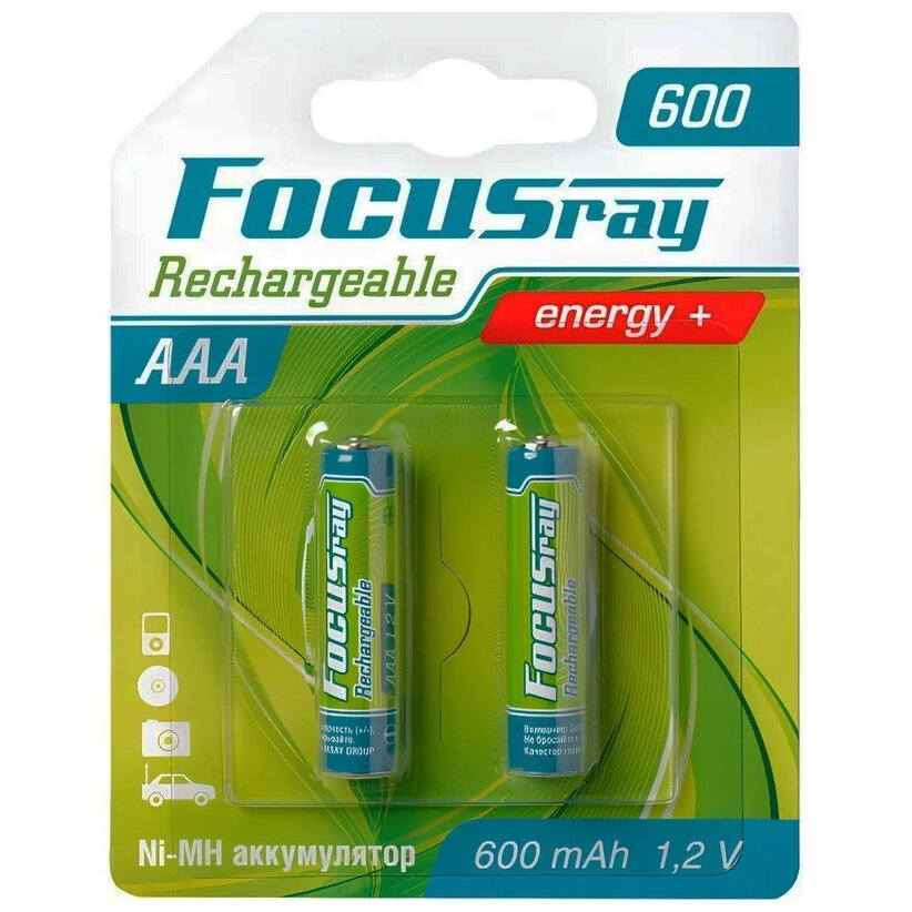 Ni-Mh аккумуляторы Focusray 629011, AAA, HR03, 600 мАч, 2 штуки