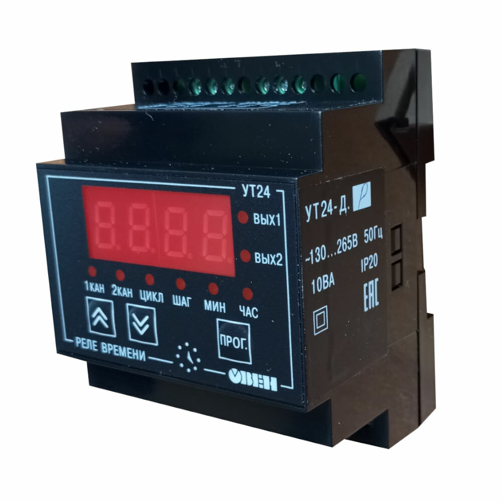 Таймер реального времени двухканальный овен УТ24-Д. Р (IP20,130.265 В) — фото 1