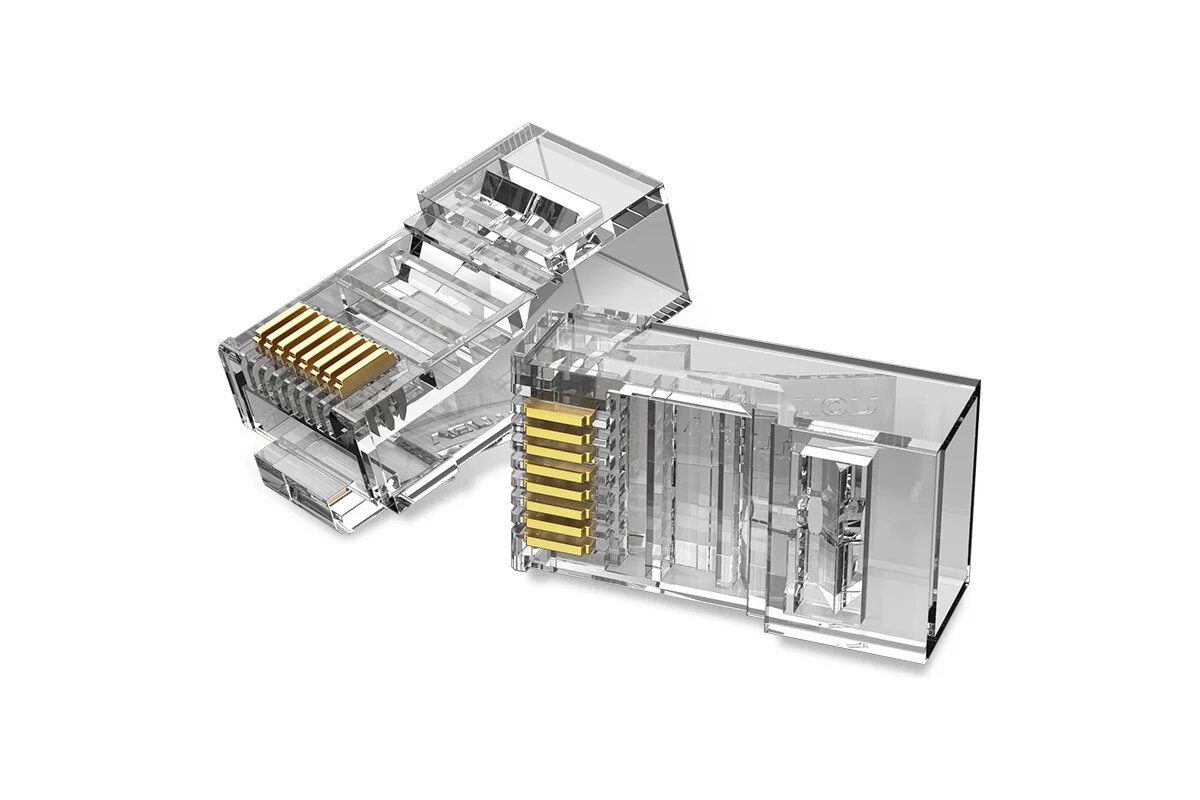 Коннекторы 8P8C RJ45 UTP для витой пары, серый колпачок в комплекте, 10 штук