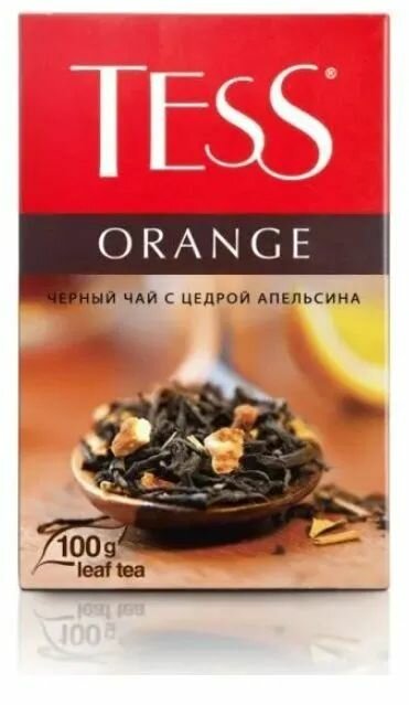 Чай листовой Tess ORANGE с цедрой апельсина, 100 г