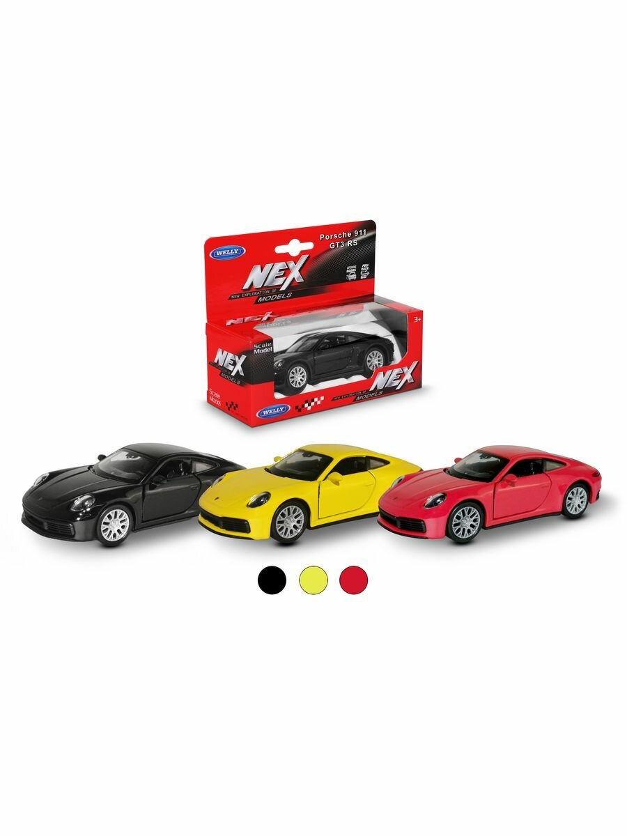 Игрушка Welly, модель машины 1:38 с пруж. мех, PORSCHE 911 CARRERA 4S, цв. в асс. 43781W
