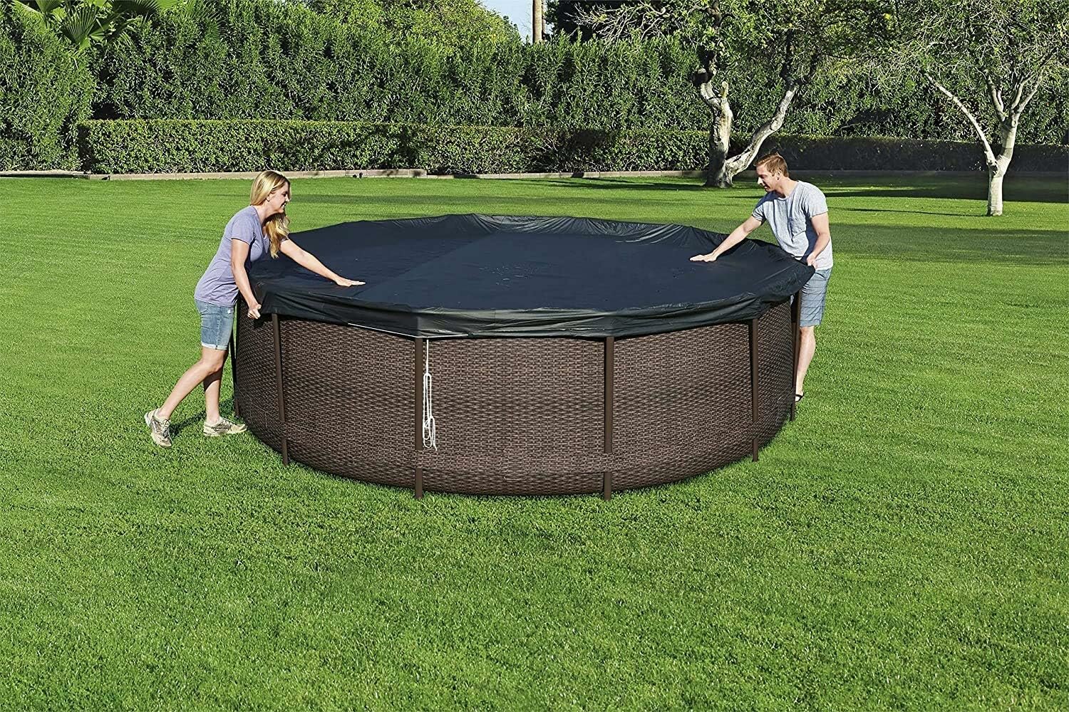 Тент для бассейнов каркасных и с надувным бортом Fast Set 366см (D370см) Bestway — фото 1