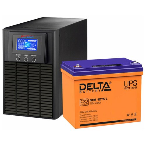 Система резервирования ибп + акб ELTENA (INELT) Monolith E 1000LT 12В + Delta DTM 1275 L 1000 ВА / 75 Ач для газового отопительного котла, циркуляционного насоса, комплект источник бесперебойного питания + аккумулятор
