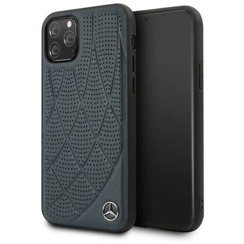 фото Чехол cg mobile mercedes bow quilted/perforated hard leather для iphone 11 pro, цвет синий (mehcn58diqna)