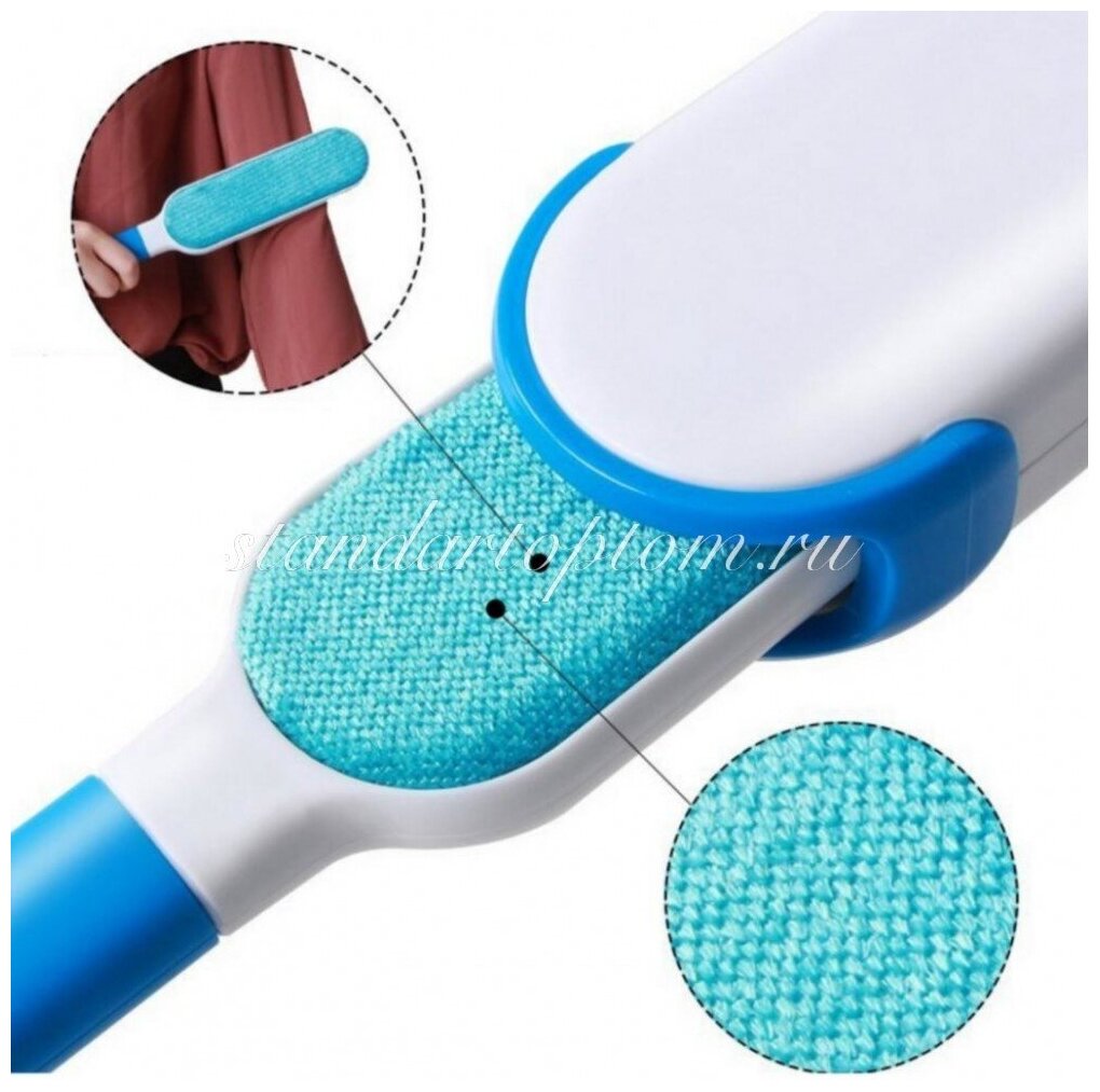 Щетка для удаления шерсти животных, волос с одежды, мебели/Reusable Pet Fur Remover with Self-Cleaning Base/Самоочищающаяся/многоразовая/синяя - фотография № 3