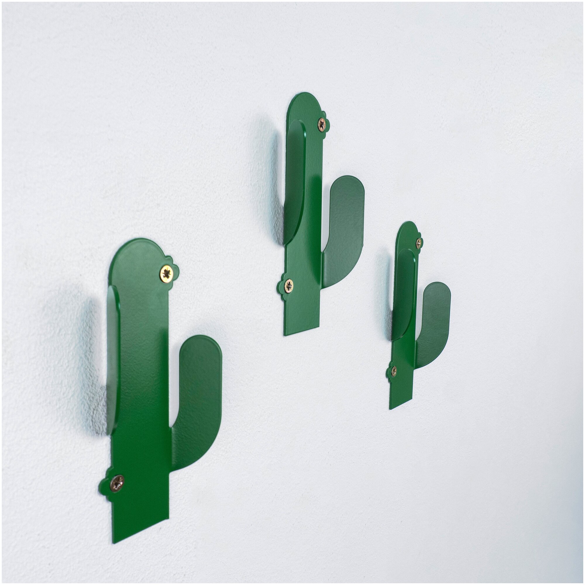Набор крючков lzm Cactus, металл, зеленый, 12x2x5,6 см, 3 шт — фото 1