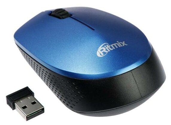 Мышь Ritmix RMW-502 беспроводная оптическая 1200 dpi 2xAAAне в компл USB синяя