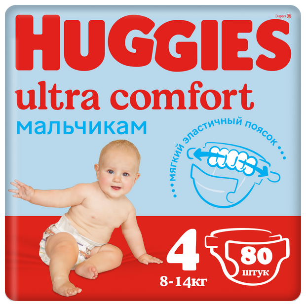 Huggies подгузники Ultra Comfort для мальчиков 4 (8-14 кг)
