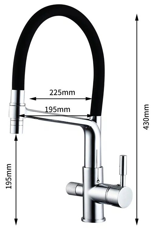 Смеситель для кухни (мойки) Hansen HL15075 черный - фотография № 14