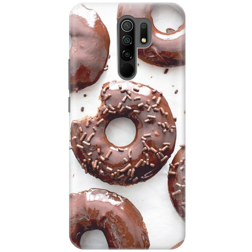 фото Силиконовый чехол на xiaomi redmi 9 / сяоми редми 9 с эффектом блеска "пончики в шоколадной глазури gosso