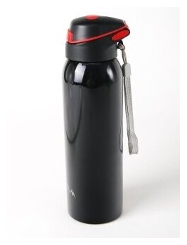 Бутылка-термос из нержавеющей стали для воды 500 мл термобутылка с трубочкой спортивная черный TATImarket - фотография № 2